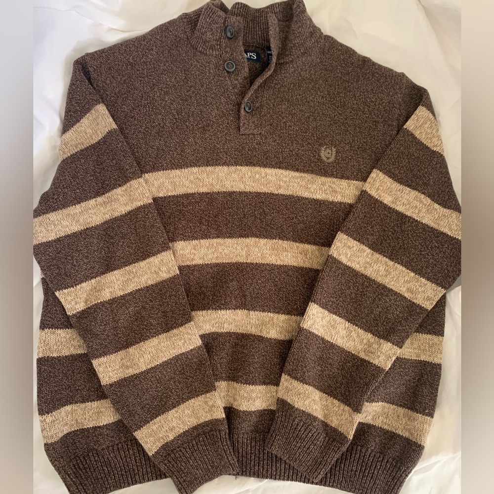 Chaps classic fit striped mock neck twist sweater XXL